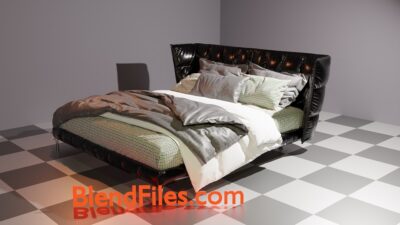 Black-Leather-Bed-3D-Model-BlendFiles-com