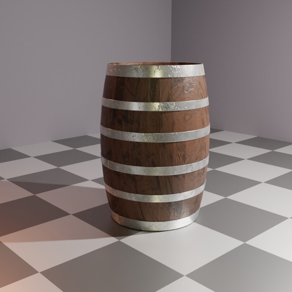 Wooden Barrel 3D Model Blender
