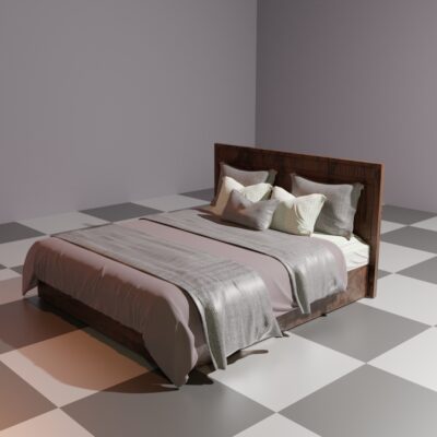 Wooden Bed Free 3D Model in Blender