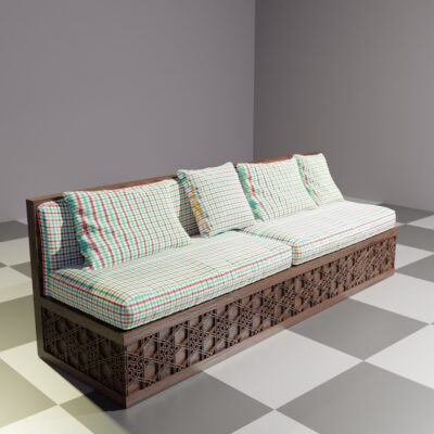 Wooden Sofa Free 3D Model in Blender